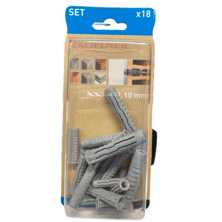 Koelner univerzális dűbel szett, 6, 8, 10 mm, 18 db-os