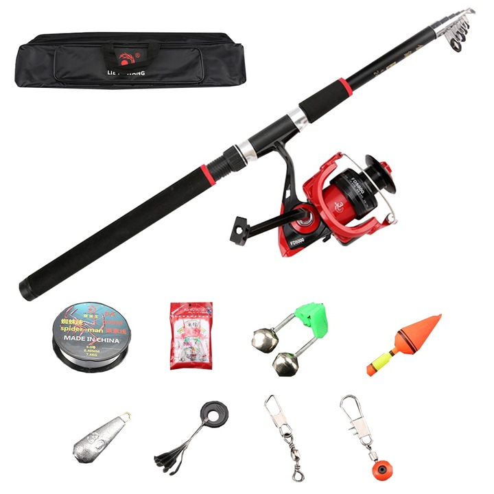Set lanseta telescopica Lie Yuwang 2.7 metri cu mulineta FD 4000, fir pescuit si accesorii - Undercover