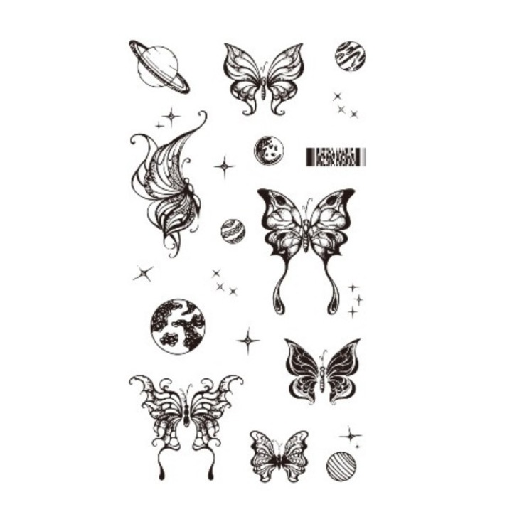Ideiglenes tetoválás mini képek, CRT, Pillangók és bolygók, Vízálló, 10,5 x 6 cm