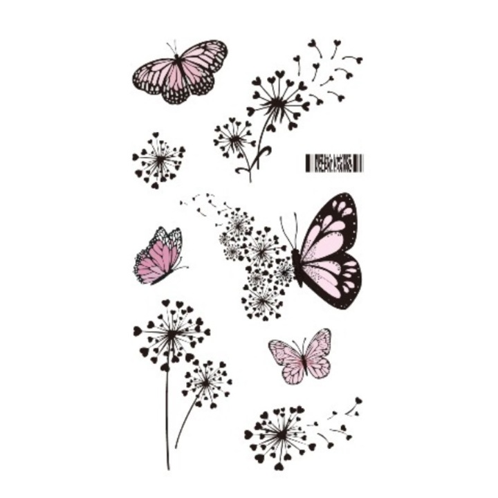 Tatuaj temporar imagini mini, CRT, Dandelion butterflies, Rezistent la apa, 10.5 x 6 cm