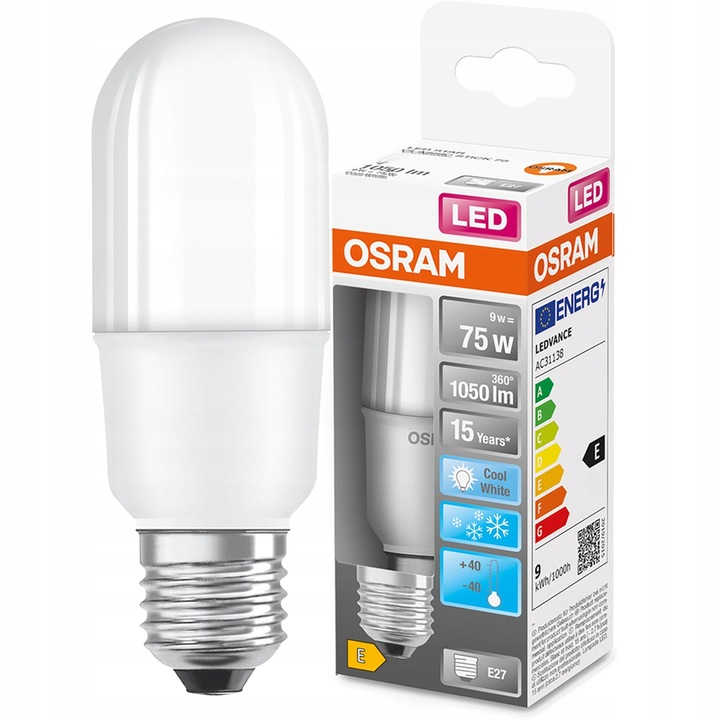 LED izzó, OSRAM, E27, 10W, 4000K, 1050lm, E osztály, fehér