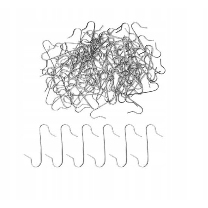 Set 50 carlige pentru decoratiuni, Metal, Argintiu