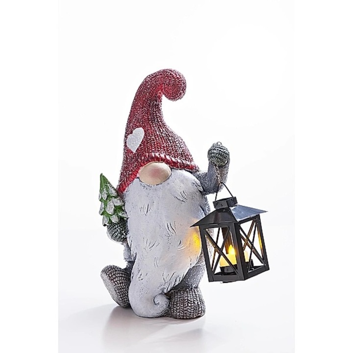 Spiridus decorativ cu led din piatra artificiala, 30 cm, Multicolor