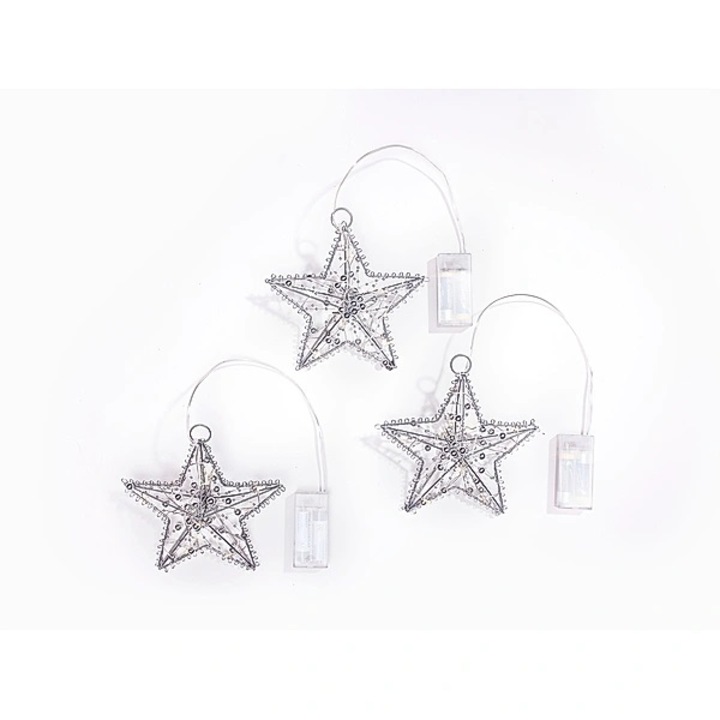 Set 3 decoratiuni LED "Pearl" , metal, argintiu, 16 cm