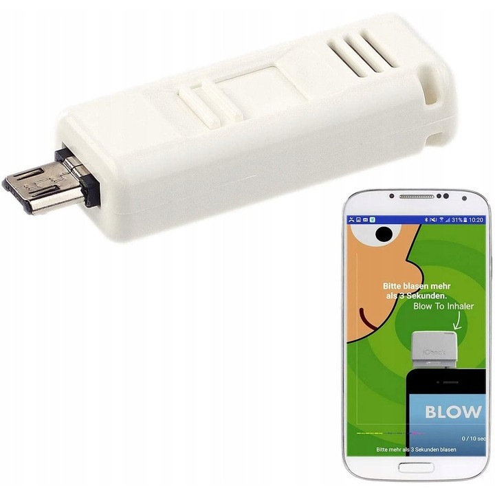 Mini Etilotest, OEM, Compatibil smartphone Android, Breloc