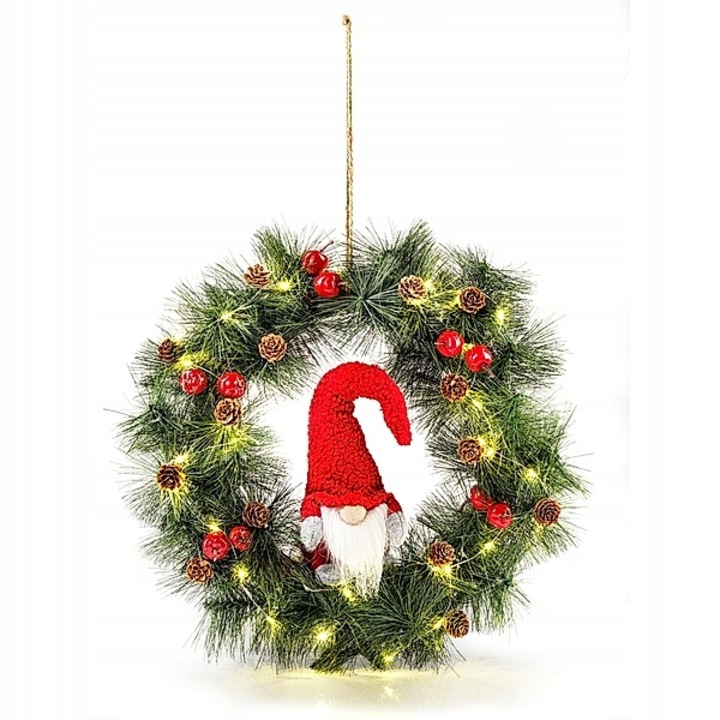 Coroana decorativa cu led din ratan, 30 cm