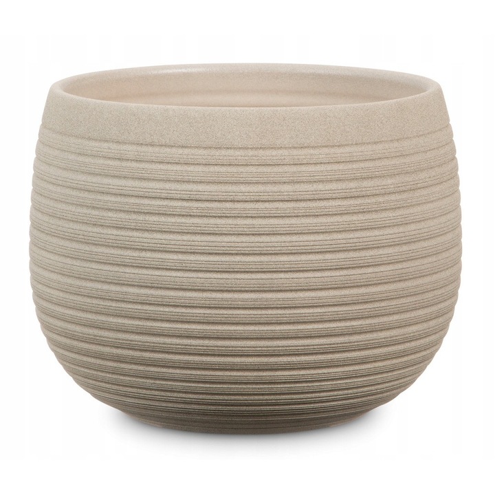 Ghiveci rotund decorativ, Ceramica, Crem, 15 cm