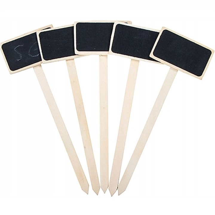 Set 5 tablite decorative pentru gradina, Lemn, Bej/Negru