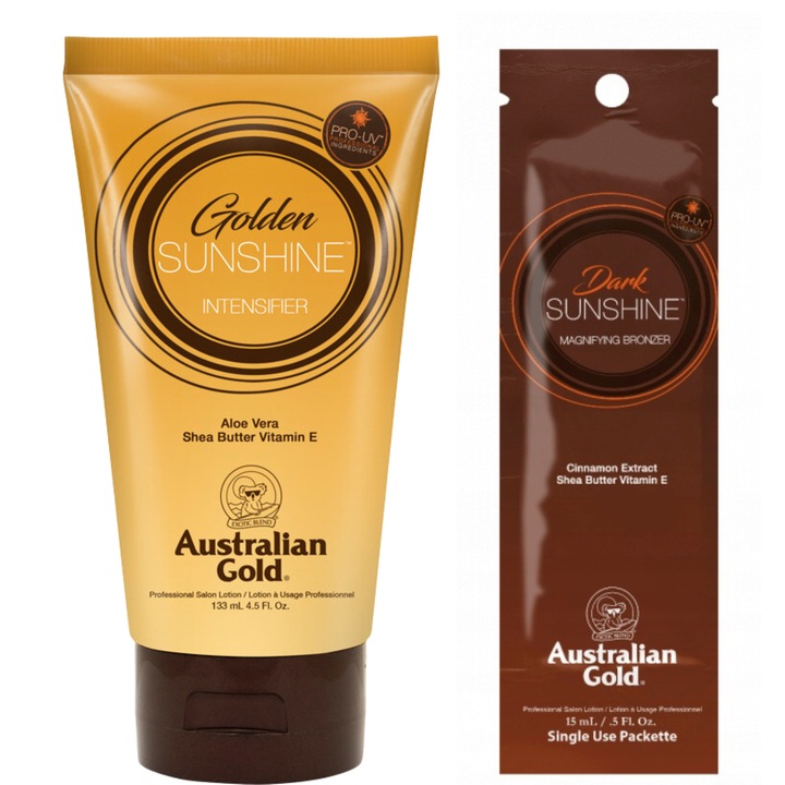 Barnító szett, Australian Gold, Golden Sunshine + Pouch Dark, 133/15 ml