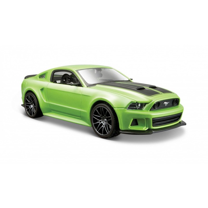 Ford Mustang autó, 1/24, zöld/fekete