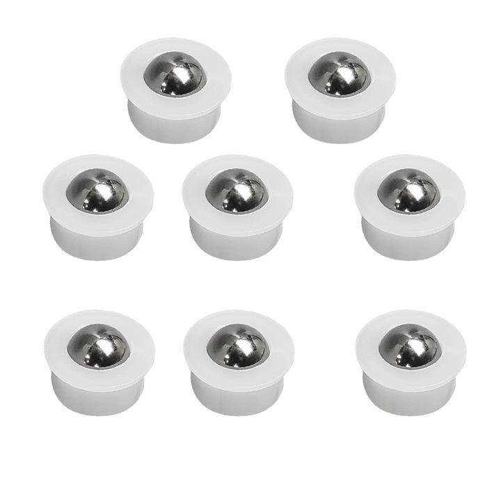 8 db átvivő golyóscsapágy készlet, KkvoGmle, Inox / Nylon, 14,7 x 10 mm, fehér / ezüst