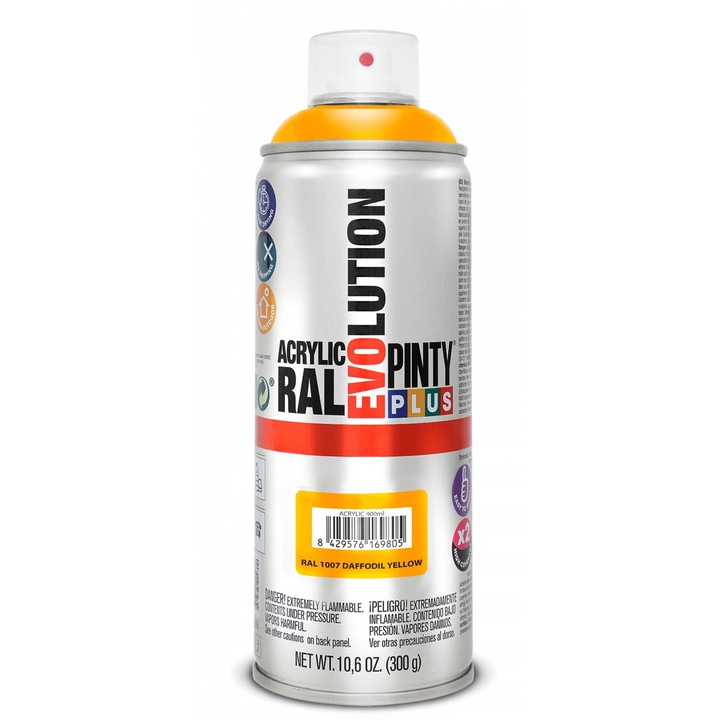 Vopsea Spray acrilica galben inchis, interior / exterior, ral 1007, 400 ml