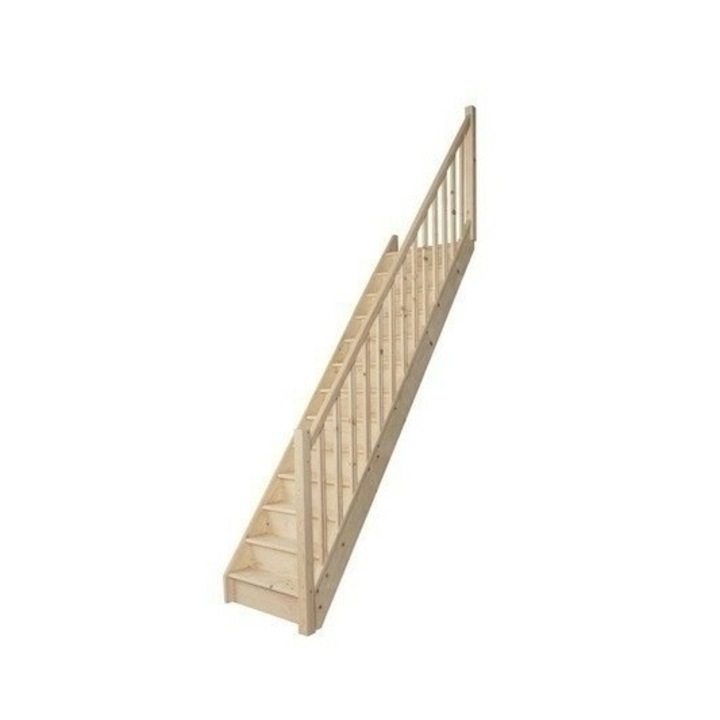 Scara Tradi Eco de interior dreapta 82x280 cm 14 pasi 13 trepte stejar cu contratrepte balustrada si 2 laterale