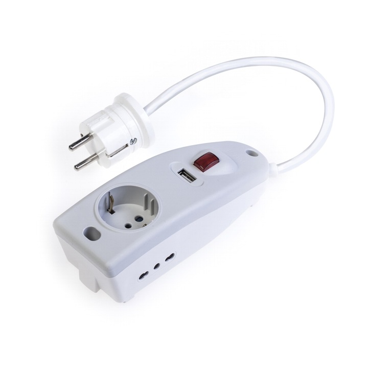 Удължител 1XSCHUKO +2XBIV +1XUSB