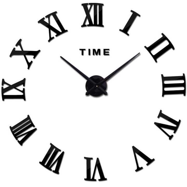 Стенен часовник GOGOU®, 3D ефект, Диаметър 60-130 см, Черен