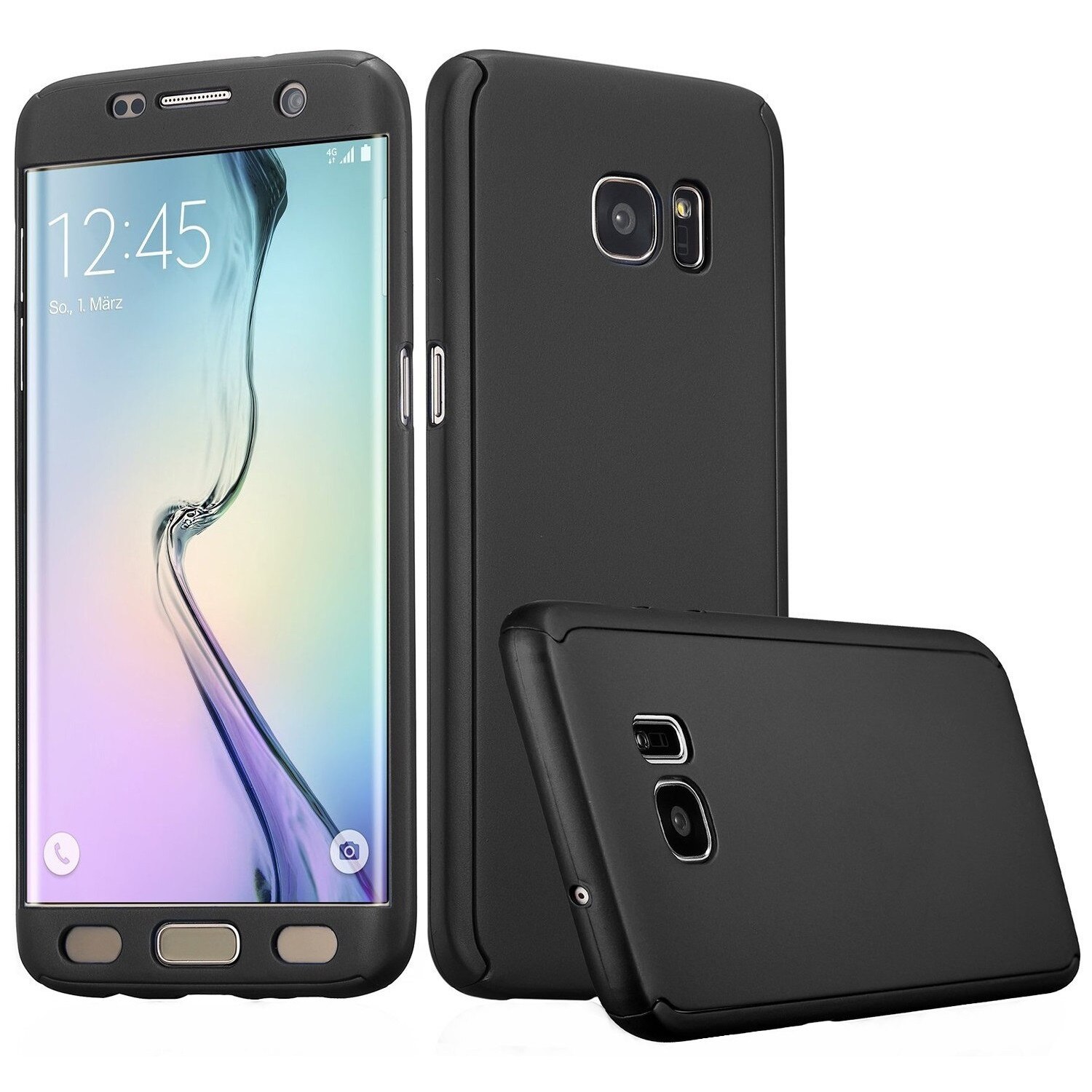 Husa Full Cover (fata + spate) pentru Samsung Galaxy S6 Edge, Negru