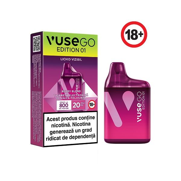 Tigara electronica de unica folosinta, Vuse GO 800 - Berry Blend, 2ml,  20mg/ml nicotina, autonomie pana la 800 pufuri - eMAG.ro