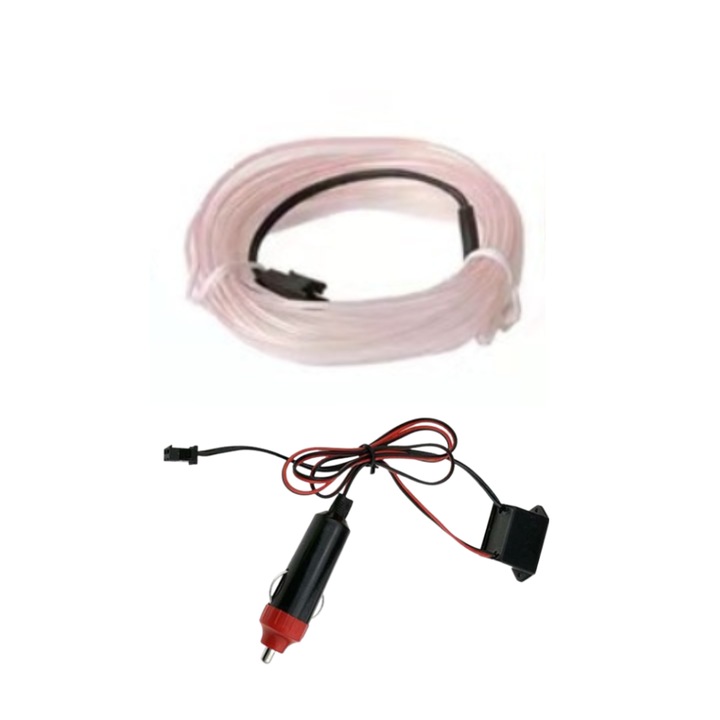 Banda neon auto, flexibila, 12V, 3m, alb
