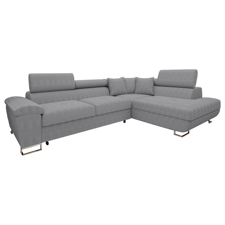 Coltar rabatabil Alvin Reiat, MIRJAN24, dreapta, gri, 270x202x71 cm