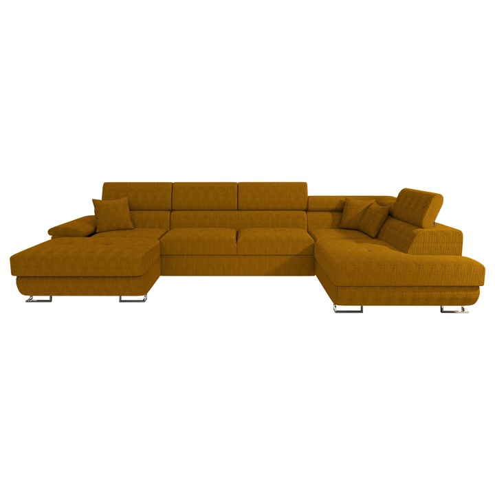 Coltar rabatabil Alvin Bis Reiat, MIRJAN24, dreapta, galben, 345x202x91 cm