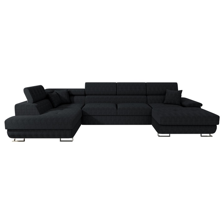 Coltar rabatabil Alvin Bis Reiat, MIRJAN24, stanga, negru, 345x202x91 cm