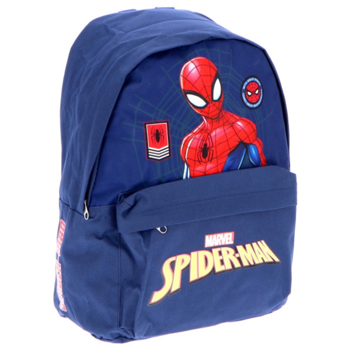 Ghiozdan cu doua compartimente, Marvel Spiderman, albastru, 31 x 22 x 10 cm
