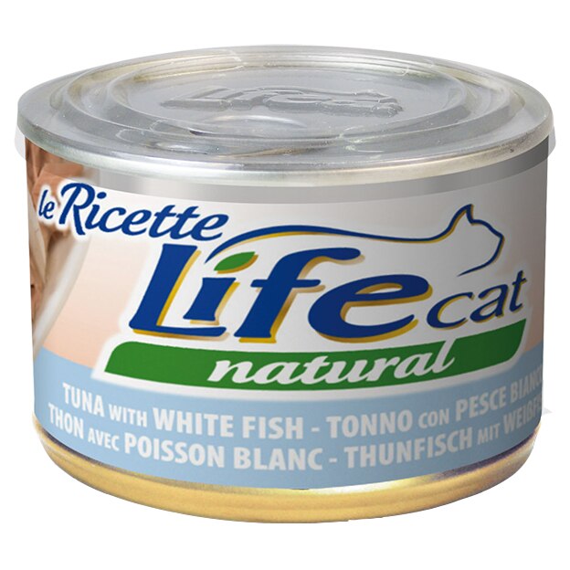 Hrana umeda pentru pisici, Life Le Ricette, Ton si Peste alb, 150 g