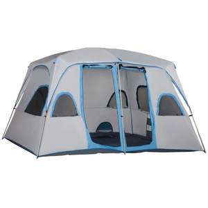 Cort camping impermeabil 4-8 persoane, Outsunny, Tafta, 400x240x210cm, Gri
