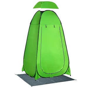 Cort de camping multifunctional, Outsunny, cu usa si fermoar, geanta de transport, carlig, 126x124x189cm, verde