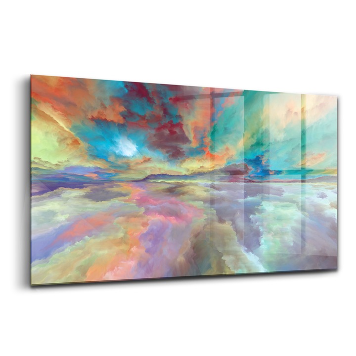 Tablou, Wallfluent, Sticla, Peisaj Abstract Al Cerului, Multicolor, 140x70 cm