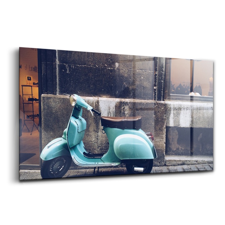 Tablou, Wallfluent, Sticla, Scooter In Palma De Mallorca, Albastru, 140x70 cm