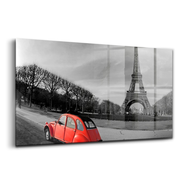 Tablou, Wallfluent, Sticla, Contrastul Culorilor, Rosu, 140x70 cm