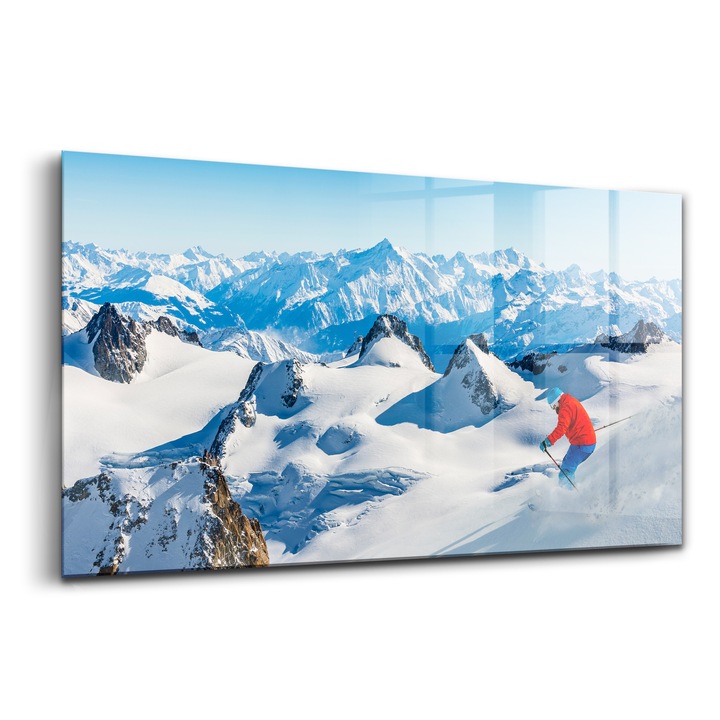 Tablou, Wallfluent, Sticla, Schior In Alpi, Alb, 120x60 cm