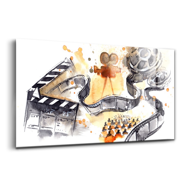 Tablou, Wallfluent, Sticla, Benzi De Film Pentru Aparat De Fotografiat, Negru, 140x70 cm