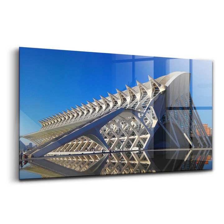 Tablou, Wallfluent, Sticla, Muzeul De Stiinta Din Valencia, Albastru, 140x70 cm