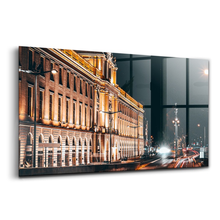 Tablou, Wallfluent, Sticla, Hotel-Dieu Din Lyon, Auriu, 140x70 cm