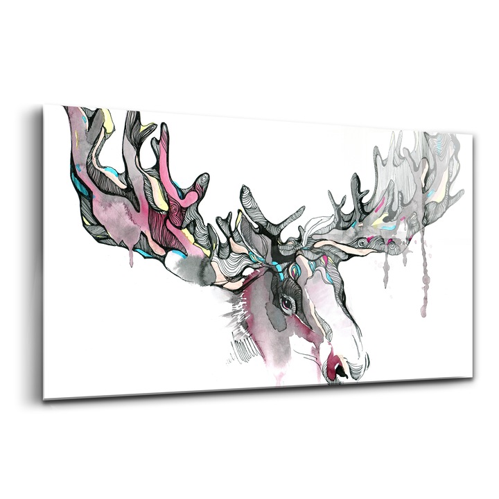 Tablou, Wallfluent, Sticla, Abstractia Elanului, Gri, 140x70 cm