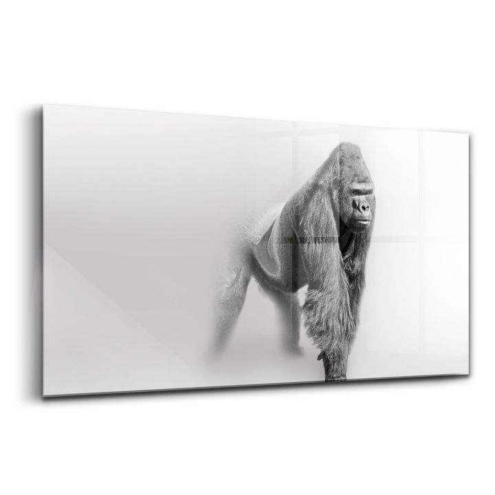 Tablou, Wallfluent, Sticla, Colectie De Arta Cu Animale Salbatice, Negru, 140x70 cm