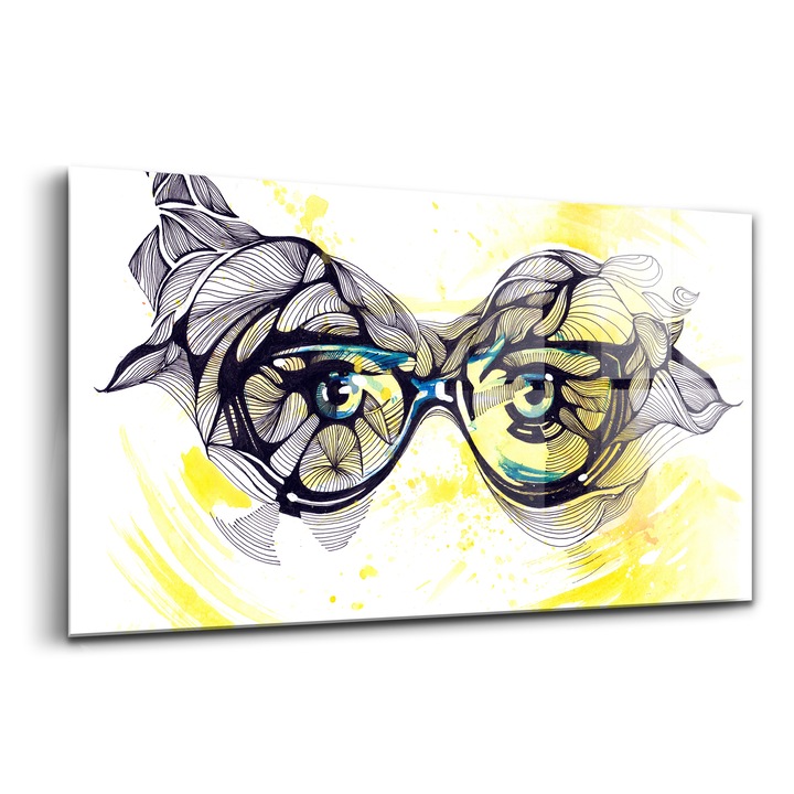 Tablou, Wallfluent, Sticla, Ochelari Pentru Ochi, Galben, 140x70 cm
