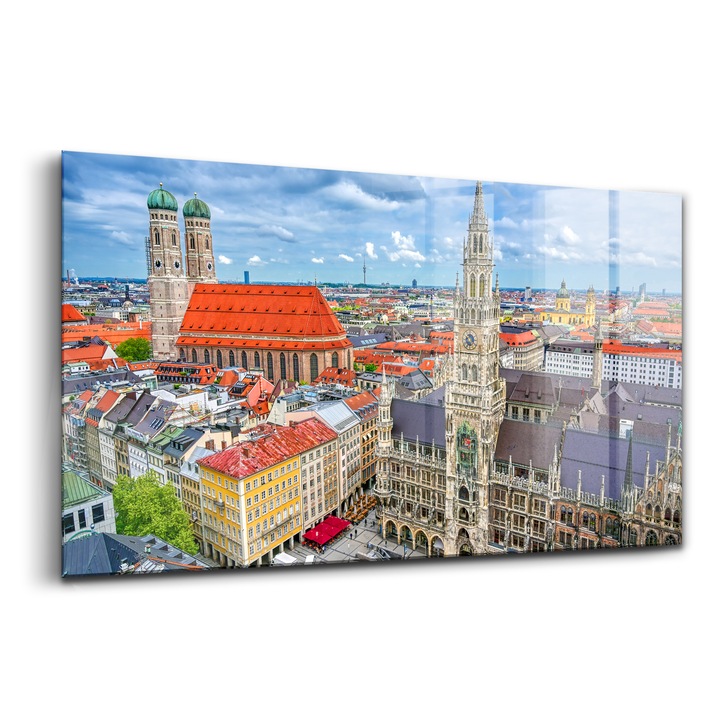 Tablou, Wallfluent, Sticla, Primaria Marienplatz Din München, Portocaliu, 140x70 cm