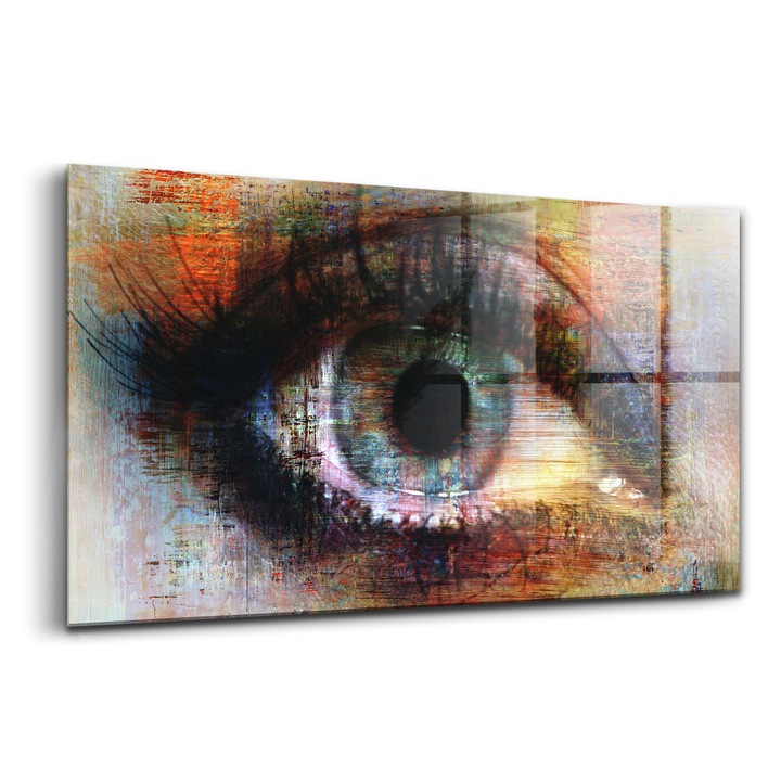 Tablou, Wallfluent, Sticla, Ochi Texturat Arta Stradala, Portocaliu, 140x70 cm