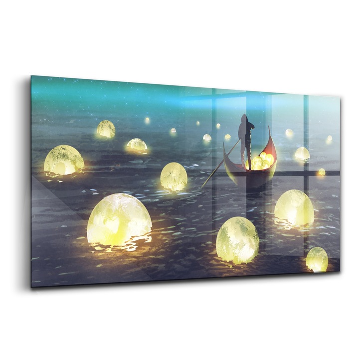 Tablou, Wallfluent, Sticla, Lucruri La Care Visam, Albastru, 140x70 cm