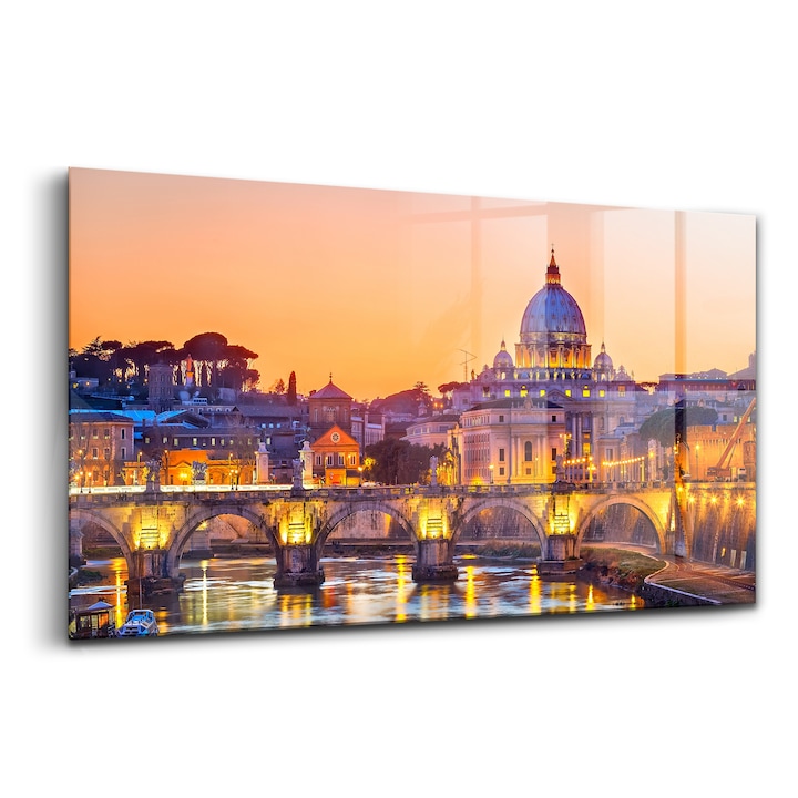 Tablou, Wallfluent, Sticla, Catedrala Sf. Petru La Roma, Portocaliu, 100x50 cm