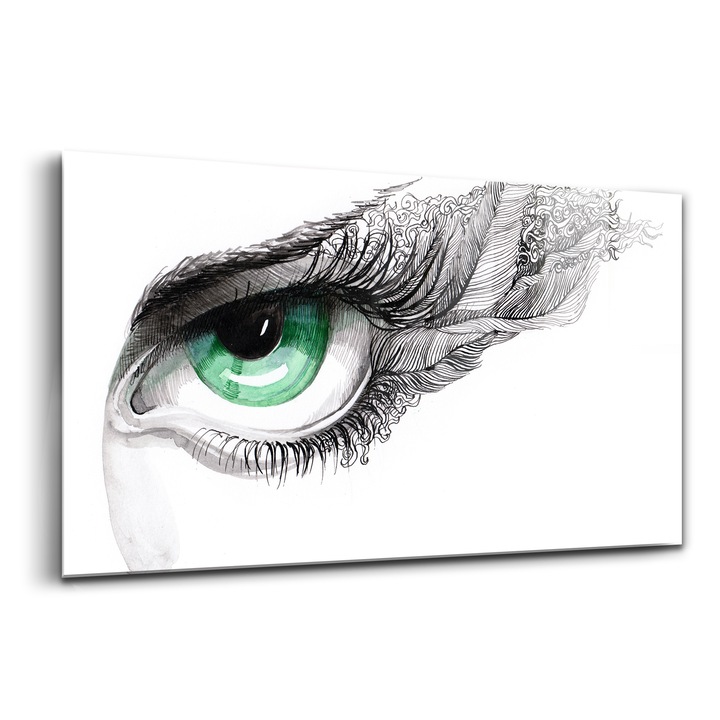 Tablou, Wallfluent, Sticla, Abstractia Ochiului Uman, Negru, 140x70 cm