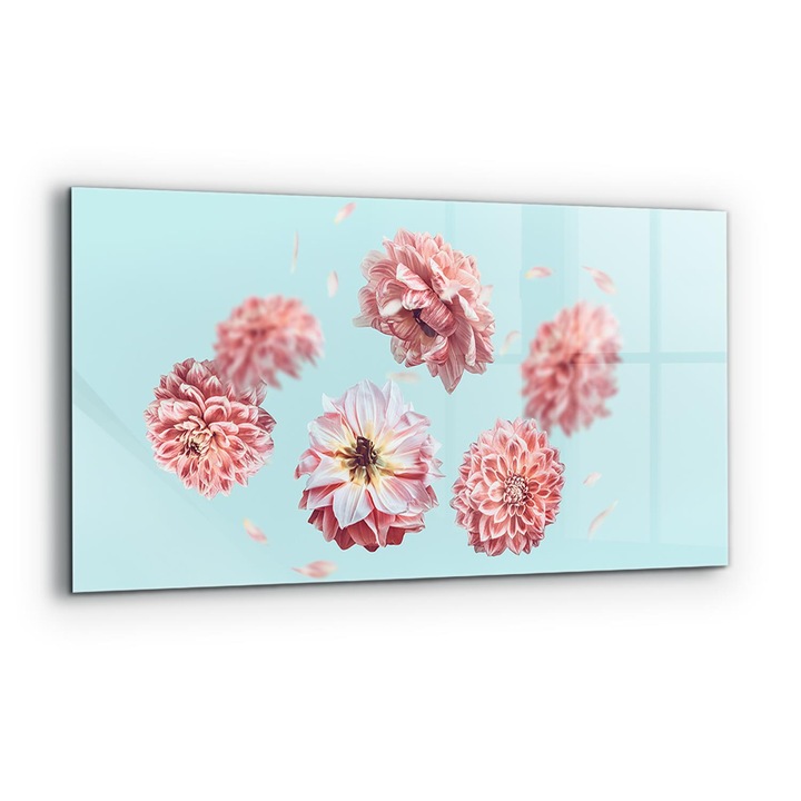 Dekoratív panel, Wallfluent, Üveg, Repülő virágok kompozíciója, Többszínű, 140x70 cm, 010010510080000077290