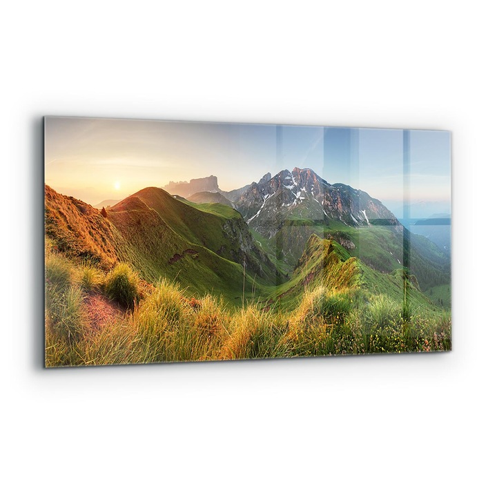 Dísztábla, Wallfluent, Üveg, Keleti-hegy rétje, Tarka, 140x70 cm, 010010510080000034882