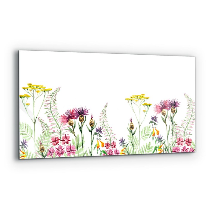 Dekoratív panel, Wallfluent, Üveg, Rét Színes Virágokkal, Többszínű, 140x70 cm, 010010510080000077184