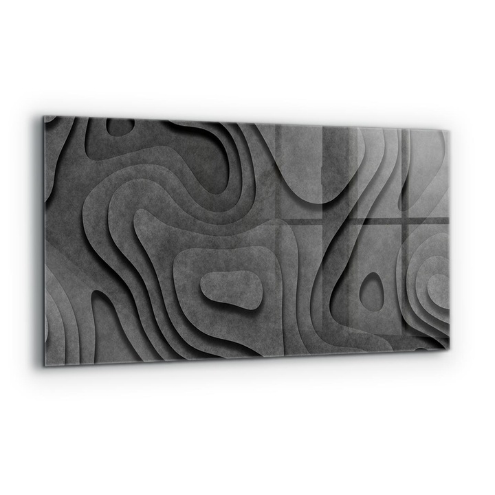 Dekoratív panel, Wallfluent, Üveg, Szürke Absztrakt Textúra, Többszínű, 140x70 cm, 010010510080000077277