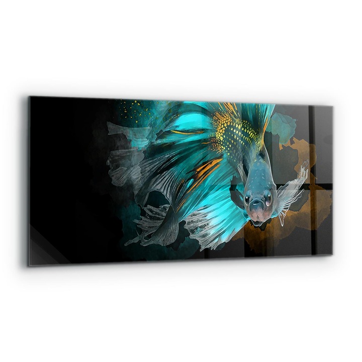 Dekoratív panel, Wallfluent, Üveg, Tropical Fighting Fish, Többszínű, 125x50 cm, 010010510070000077403