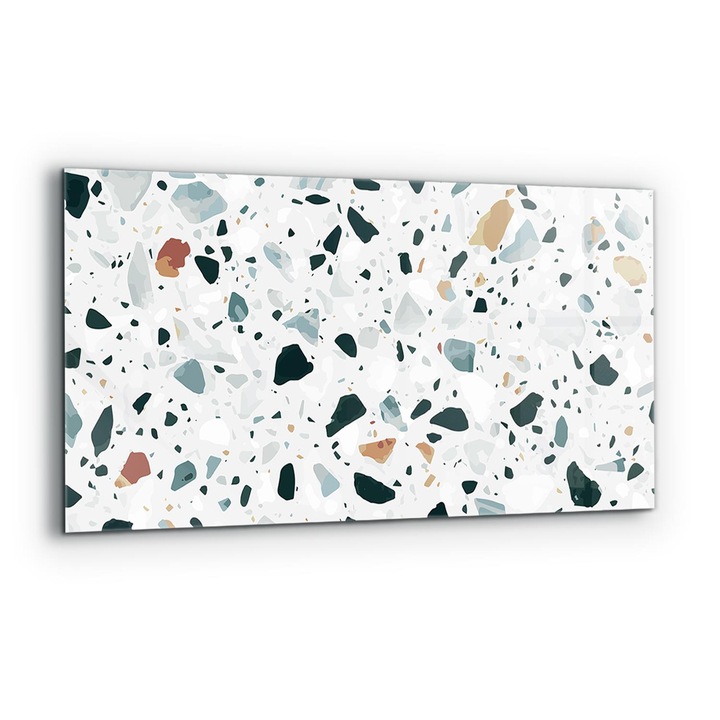 Dekoratív panel, Wallfluent, Üveg, Szürke Kvarc Terasz Textúra, Többszínű, 140x70 cm, 010010510080000020960